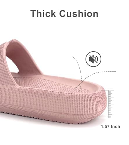 Cloud Slippers for Womens Soft Foam Recovery Slides, Pillow Cushion Sandals for Women, House Bathroom Dorm Shower Essentials - Thumbnail 4