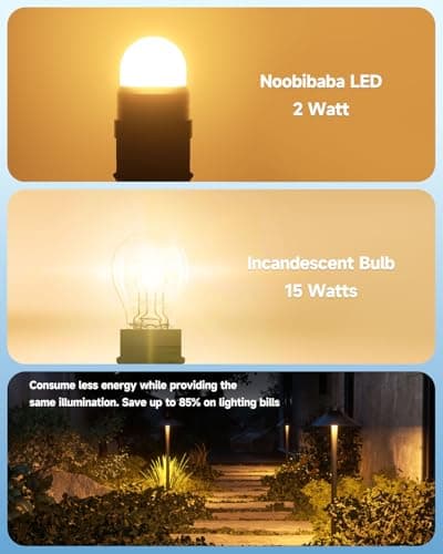 Noobibaba 3156 LED Bulb S8 Wedge LED Bulb, 12V 24V 2W 3156 S8 Landscape Light Bulbs for Outdoor Pathway Driveway Lights, 15W Halogen Bulbs Replacement Warm White 2700K 6-Count - Thumbnail 4