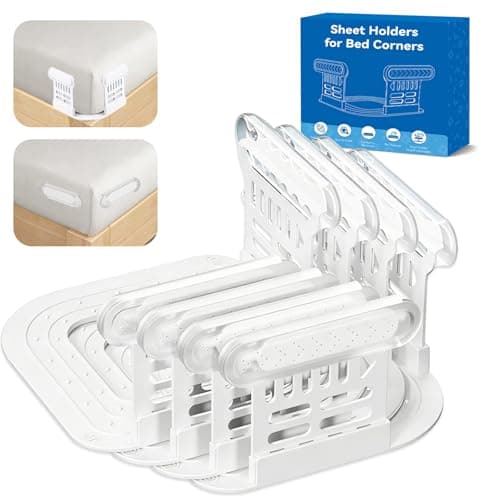 Bed Sheet Holders for Corners, Upgraded Dual-Side Lock Design Sheet Grippers, 4Pcs Heavy Duty Non-Slip Fitted Sheet Clips, Keep Sheets Firm & Tight, Universal Fit for All Mattresses, Easy Installation - Image 1