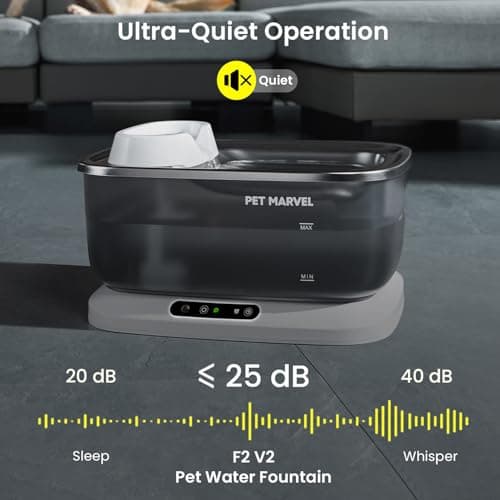 PET Marvel Wireless Quiet Pet Water Fountain, 7L/1.8Gal/230oz Large Water Reserve for Dogs & Cats, Stainless Steel Drinking Bowl, Battery or Plug-in Use, Designed for Short Trips & Backup Use, F2 V2 - Thumbnail 4