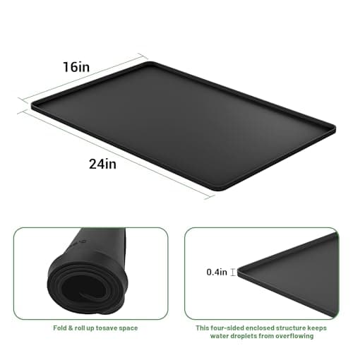 WZGUSXN 24-inch Coffee Mat - Heat Resistant Silicone for Coffee Bar & Kitchen Counter - Bar Mat for Countertops - Decor Under Espresso Machine & Makers (Black) - Thumbnail 2