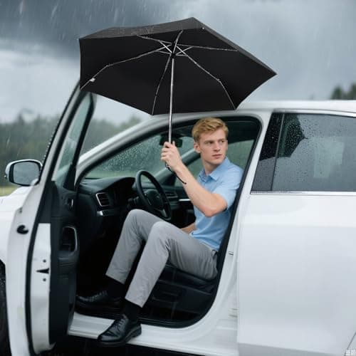Lejorain Mini Automatic Umbrella for Travel - Flat Compact Folding Umbrella Lightweight Portable Umbrellas for Rain Paraguas - Thumbnail 2