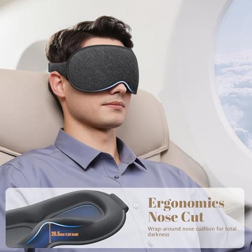 Vynix Sleep Mask for Men Women - 100% Blackout Eye Masks for Sleep, Zero Pressure 3D Sleeping Mask, Adjustable Light Blocking Eye Cover Blindfold for Travel, Nap, Night Work, Office - Gray - Thumbnail 4