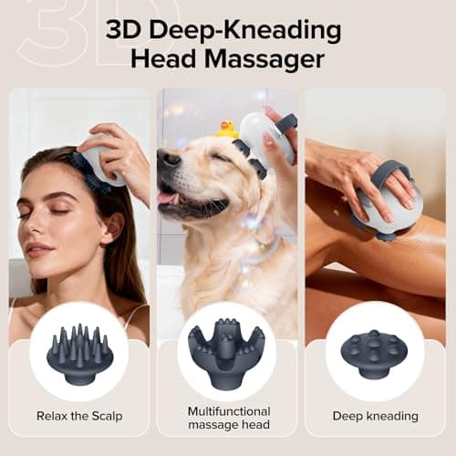 IOOKNA Head Massager Scalp, Scalp Massager, Portable Head Massager, Waterproof Scalp Massager with Tangle-Resistant Design, with 12 Massage Heads & 3 Modes, Heartfelt Mothers Day Gifts for Mom - Thumbnail 4