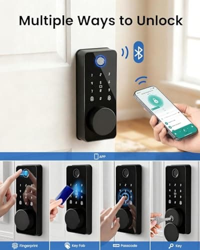 IBLOG Smart Deadbolt Lock Set, Fingerprint 5-in-1 Keyless Entry Door Lock with Handle, Touchscreen Keypad, APP Control, Auto Lock, Easy Install for Front Door - Thumbnail 4