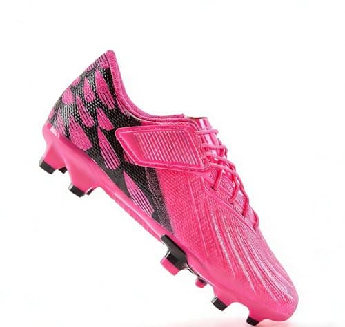 PATPAT Kids Soccer Cleats – Outdoor Firm Ground and Turf Football Training Shoes for Little Big Boys and Girls, Hot Pink/Black Sizes 4 - Thumbnail 6