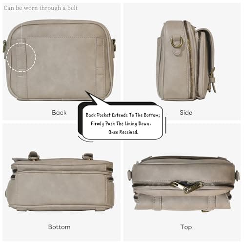 buyborgood Women‘s Anti Theft RFID Blocking Small Vegan Leather Crossbody Bag Travel Purse With Built In Wallet Messenger Bag, Vintage Gray - Thumbnail 3