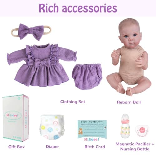 Milidool Lifelike Reborn Baby Dolls Girl - 20 Inch Realistic Newborn Real Life Baby Doll with Poseable Body, Feeding Kit Included, Ideal for 3+ Year Old Girls Gifts, Birthday, Pretend Play, Collection - Thumbnail 5