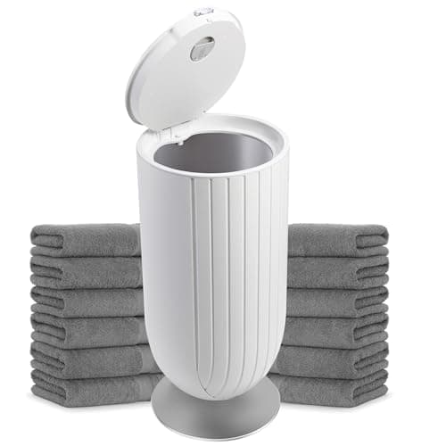 EZZINI Large 27L Bathroom Towel Warmer Dryer – 5-Min Rapid Heat, 4 Modes, Auto Flip-Top, Aromatherapy, Night Light & ETL Certified for Towels, Blankets & Clothes. (White) - Image 1