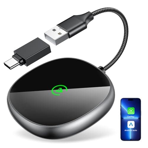 Wireless Carplay Adapter for iPhone & Android Auto 2-in-1, Stable, Plug & Play Low Delay Carplay Wireless Adapter Convert Wired to Wireless Apple Car Play Dongle for iOS 10+/Android 11+ (Grey)