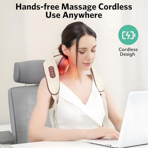JoyLoop 3D Deep Tissue Neck and Shoulder Massager with Heat, Cordless Electric Shiatsu Back Massager, 6 Massage Nodes, 2 Wearable Modes, Portable for Office and Home Use - Thumbnail 2