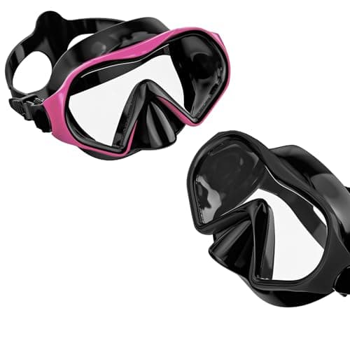 Aegend Snorkel Mask 2Pack for Adults Youth– Anti-Leaking Swim Goggles 180° Panoramic Clear View Anti-Fog Scuba Diving Mask with 1S Underwater Adjustment, Soft Liquid Silicone & No Hair Pulling