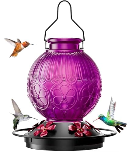 26Oz Hummingbird Feeder for Outdoors, Vintage Glass Bird Feeder with Perch, Durable & Easy to Clean, Hanging Nectar Feeder for Garden, Yard, Deck – Gifts for Women Mom (Violet) - Image 1