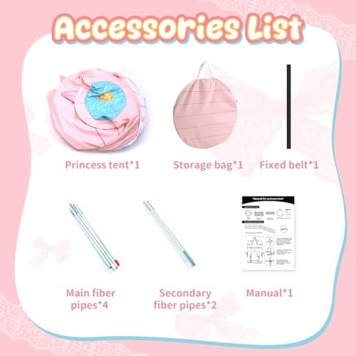 Skirfy Kids Play Tent for Girls Toddler Indoor Princess Tents for Kids Ages 4-8 Large Outdoor Playhouse Castle for Girl Boys 3-5 4-6 Birthday Thanksgiving - Thumbnail 6
