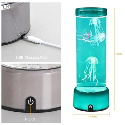 LKUA LED Large-Sized Dreamy Jellyfish lamp, Luminous Base with Bright RGB Color Changing Effect, Home and Office Decorative Atmosphere lamp, Children's Gift (Square Bottom) - Thumbnail 3