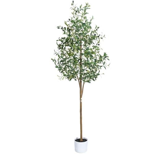 Sillaff Olive Tree 6FT Fake Tree Faux Plants Indoor with Pot Artificial Tree Nearly Natural Olive Branches and Fruits for Living Room Home Office Decorations - Image 1