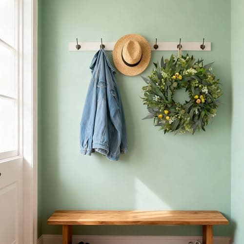 Hiptree 24 Inch Spring Eucalyptus Wreath for Front Door-Artificial Summer Greenery Wreaths Indoor Outdoor Decorations, Farmhouse Wall Decor-Fall, Winter,Easter,Green All Year Round,DIY Wreaths - Thumbnail 6