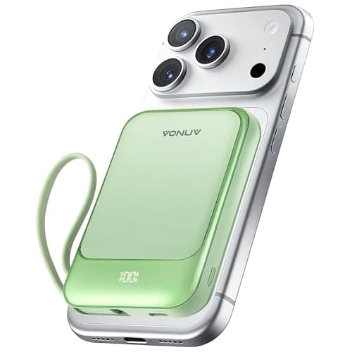 Magnetic Power Bank 10000mAh, Wireless Portable Charger with 15W Max Fast Charging & Built-in USB-C Cable, 22.5W PD LED Display Battery Pack Compatible with iPhone 17/16/15, Samsung Galaxy(green)