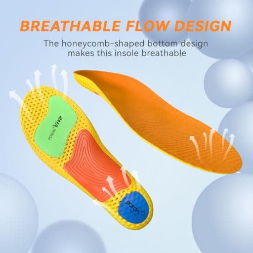 Arch Support Insoles – Lightweight & Breathable, Shock Absorbing, Reduce Fatigue, Relieve Foot Discomfort for Sports, Plantar Fasciitis Insoles for Men & Women Work Boot Insole (Size L) - Thumbnail 5