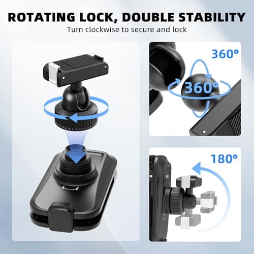 BRDRC Magnetic Quick Release Backpack Clip Mount, 360° Rotating Shoulder Bag Strap Clip Mount for DJI Osmo Action 5 Pro/4/3/360, Portable Bag Holder Action Camera Accessories - Thumbnail 4