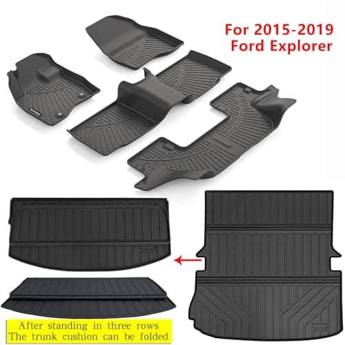 Floor Mats for 2015-2018 2019 Ford Explorer Accessories 5PCS, Cargo Mat Custom TPE All Weather Protection Full Coverage Trunk Liner & Floor Liner car Accessories - Thumbnail 2