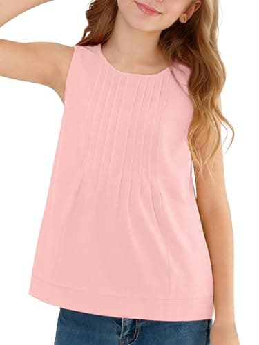 XMWEALTHY Girls T Shirts 2026 Summer Casual Crewneck Tops Comfortable Cute Pink Shirt Girls Fashion Tween Peplum Blouses Tops 9-10T - Image 1