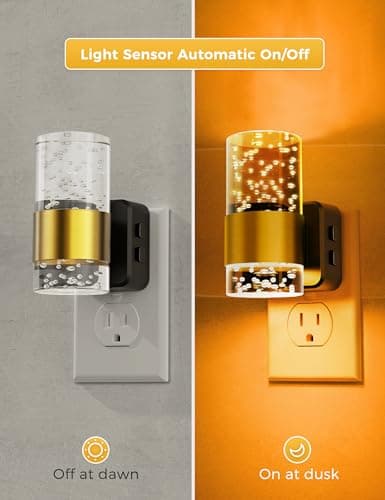 Night Lights Plug into wall, Color Changing Night Light with Rotatable Plug, Dusk to Dawn Light Sensor and Adjustable Brightness, Elegant Design Night Light for Kids Bedroom,Bathroom, 2 Pack - Thumbnail 4
