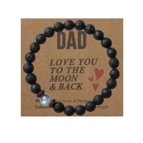 Oeyliz Dad Gifts for Father Men Daddy Bracelet Best Dad Personalized Unique Presents Father's Day Birthday Christmas Natural Stone Bracelet Black - Image 1
