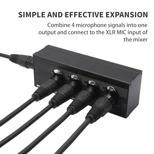 SZLliyxs 3 Pin XLR 1 Male to 4 Female Splitter,4WAY XLR Four-Input and one-Output Parallel Connection Adapter,Four Microphone inputs Converted to one Output,4 in to 1 Out Aduio Splitter - Thumbnail 3