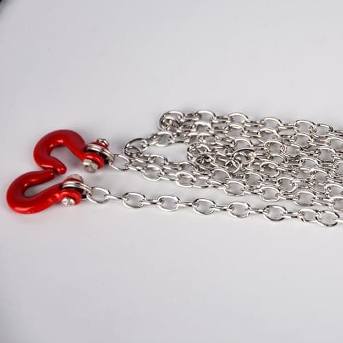 Mini Metal Trailer Chain with Tow Hook Decoration High-Simulation Metal Tow Hook 100cm Chain Kit for 1/10 Scale RC Crawlers Compatible with Traxxas TRX4, Axial SCX10 Series – Off-Road Recovery - Thumbnail 5