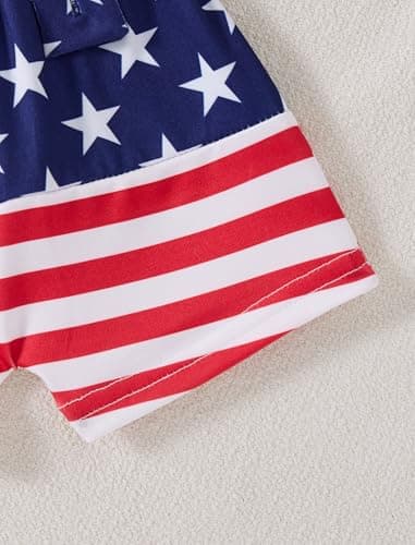 Hihosdor My First 4th of July Baby Boy Outfit, 3 Pcs Patriotic Romper + Overalls Shorts & Hat Newborn Clothings Sets - Thumbnail 4
