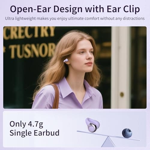 TANALAZ Open Ear Earbuds I5, Bluetooth 6.0 Headphones for Gym & Running, IPX5 Sweatproof, 36H Playtime, Secure Clip-On Fit for Work & Sports - Thumbnail 3