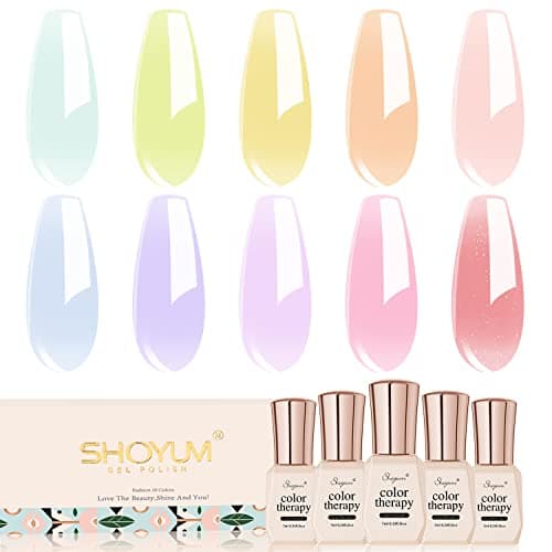 SHOYUM Jelly Pastel Gel Nail Polish Set 10Pcs Candy Colors Collection,Translucent Spring Summer nail gel polish Manicure at Home DIY Easter Mother's Day Gifts - Image 1
