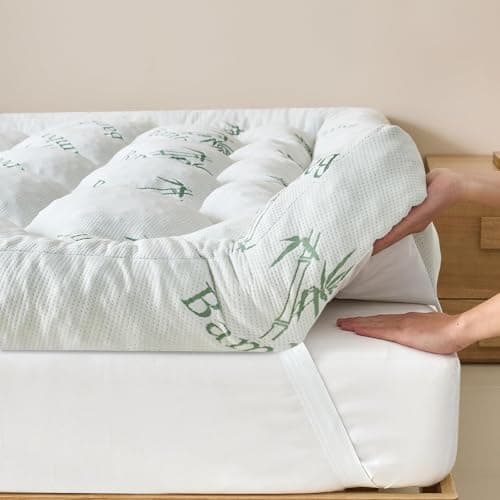 5 Inch Memory Foam Mattress Topper King Size, Breathable Viscose Made from Bamboo Pillow Top Mattress Pad Cover, Soft Bed Topper with 2000 GSM Foam Filling for Pain Relief, White, 78x80x5