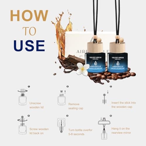 Car Air Freshener Hanging 2 Pack Car Fresheners Diffuser - Amber Vanilla Car Scents Essential Oil Air Diffuser, 45+ days Long Lasting Fragrance Air Fresheners, Two 0.27 FL OZ/8ML Made in USA - Thumbnail 6