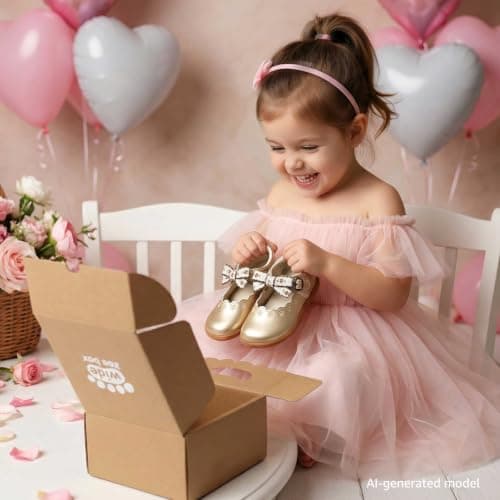 WIDE TOE BOX Girls School Shoes Mary Jane Toddler Lightweight Non-Slip Comfortable Ballet Shoes for Girls Gold Toddler 9 - Thumbnail 3