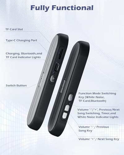 Under Pillow Bluetooth Speaker for Sleep: Private Bone Conduction Portable Speaker with White Noise - 20-Hour Battery Life for Soothing Sleep Sound (Black) - Thumbnail 2