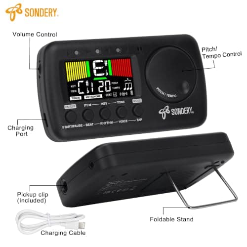 Sondery Digital Vocal Metronome Tuner Rechargeable for Guitar Bass Violin - Thumbnail 3