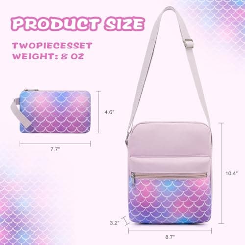 WOOMADA 2pcs Canvas Bag Crossbody Purses Cross Body Bag Messenger Bag CrossBody Purse Set(Violet Scales) - Thumbnail 3