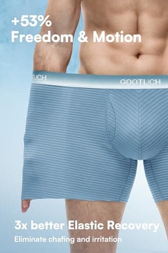 GOOTUCH Men's Breathable Cool Underwear, Moisture Wicking Odor Control Boxer Briefs, Stretch Seamless & Quick Dry(2 Black, 2 Grey Blue,Small) - Thumbnail 6