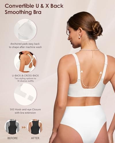 As Fairy Bras for Women Wireless Jelly No Underwire Full Coverage Seamless Supportive Comfortable Bralettes with Airhole(Pure White 42C) - Thumbnail 4
