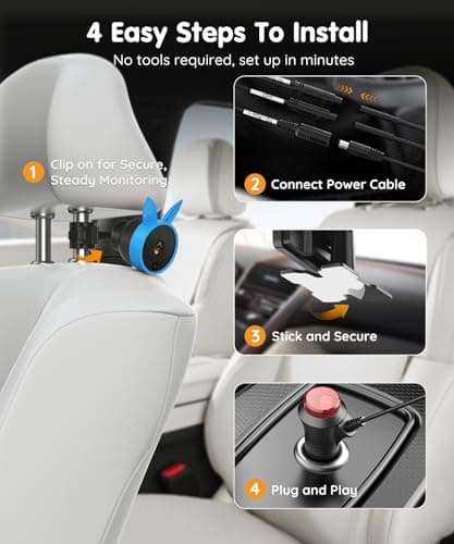 Babyvue BV3PRO Dual Baby Car Camera for 2 Boys, 7.2" 1080P HD Split Screen, Crystal Clear IR Night Vision, No Distortion Display Baby Car Monitor, Safe Driving for Back Seat & Pets - Thumbnail 6