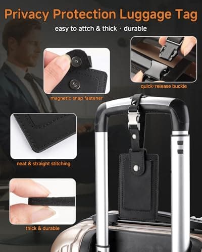 Teskyer Leather Gifts for Men, Premium Leather Gift Set with Slim Wallet, Travel Luggage Tag & Car Keychain, Elegant Gift Box for Father's Day, Birthday, Anniversary, Retirement & Graduation - Black - Thumbnail 6