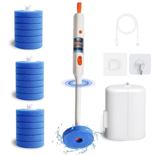 OCEANBREEZY Electric Toilet Brush and Holder Set, 2025 New 4-in-1 Disposable Scrub Kit, 18 Refill Heads, 3-Speed Powerful Spinning, Rechargeable & Wall Mounted Toilet Cleaner Wand