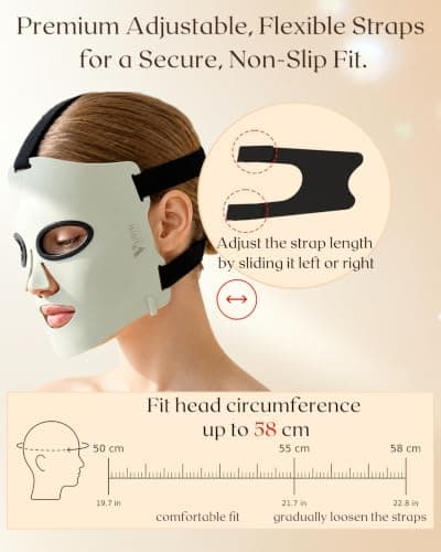 Infrared Light Therapy Face Mask: High-Energy 3-Color 292 Beams 830nm/633nm/590nm, Portable Red Light Therapy for Face Skincare Device, NIR Mask, Ultra-Thin Silicone, Luxury Beauty Gift - Gen 3 Green - Thumbnail 2