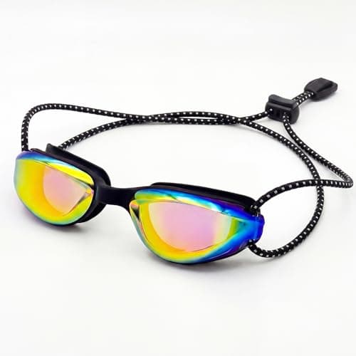 Aegend Swim Goggles for Kids Youth Teen 3-14 Anti-Fog Anti-UV Comfort Fit for Swimming(Bungee Strap) (Black/Bright Rose-1 Pack) - Image 1