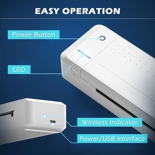 HPRT Portable Printer Wireless Bluetooth Connection MT866 Thermal Inkless Mobile Support 8.5'' X 11'' US Letter and Tattoo Stencil, Compatible with iOS/Android/PC, Includes 10pcs Transfer Paper - Thumbnail 3