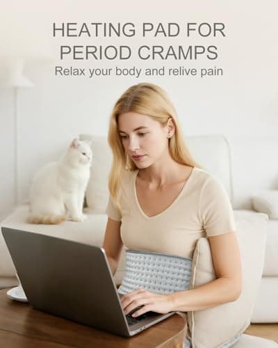Electric Heating Pad for Period Cramps & Back Pain Relief, Birthday & Mothers Day Gifts for Mom Dad Women Men, Portable Heat Pad for Neck and Shoulders, 10 Heat Settings, ETL Certified, 12"x24", Gray - Thumbnail 3
