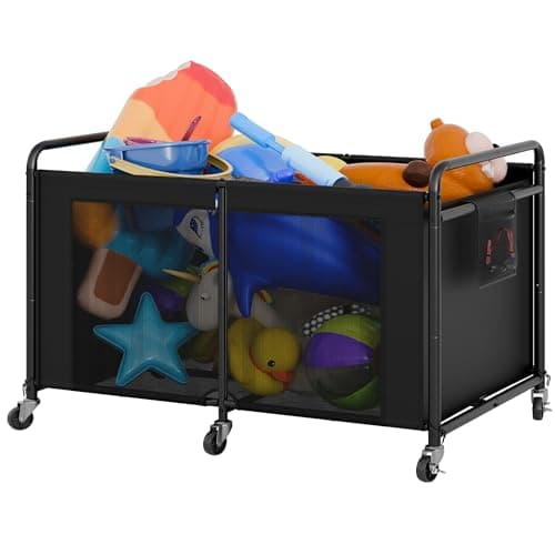 StorageWorks 210 Gallon Pool Float Storage, Mesh Pool Toy Storage Bin with Wheel and Side Pockets, Large Swimming Organizer, Outdoor Noodles Holder, Black - Image 1