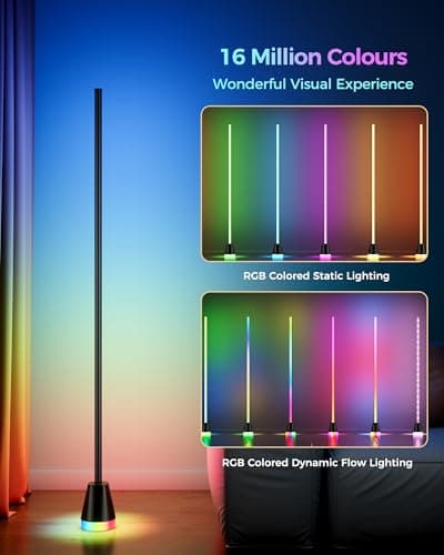 boostool Corner Floor Lamp, Smart RGB LED 60 Inch Standing Lamp with 344 LEDs, App & Remote Control, 16 Million Colors & Music Sync for Bedroom, Gaming Room, Home Decor, Modern Ambient Lighting - Thumbnail 4